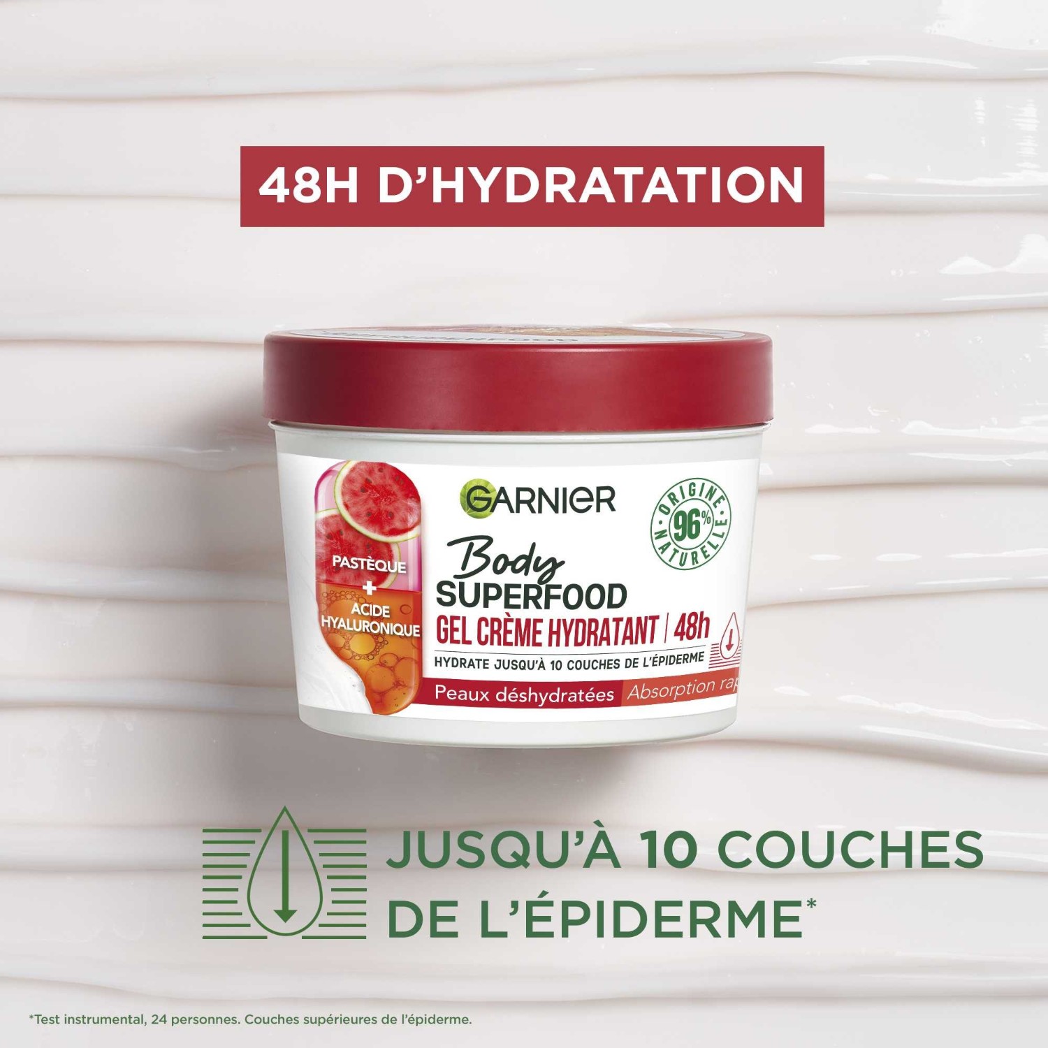 Garnier Gel Crème corps hydratant Pastèque Acide Hyaluronique