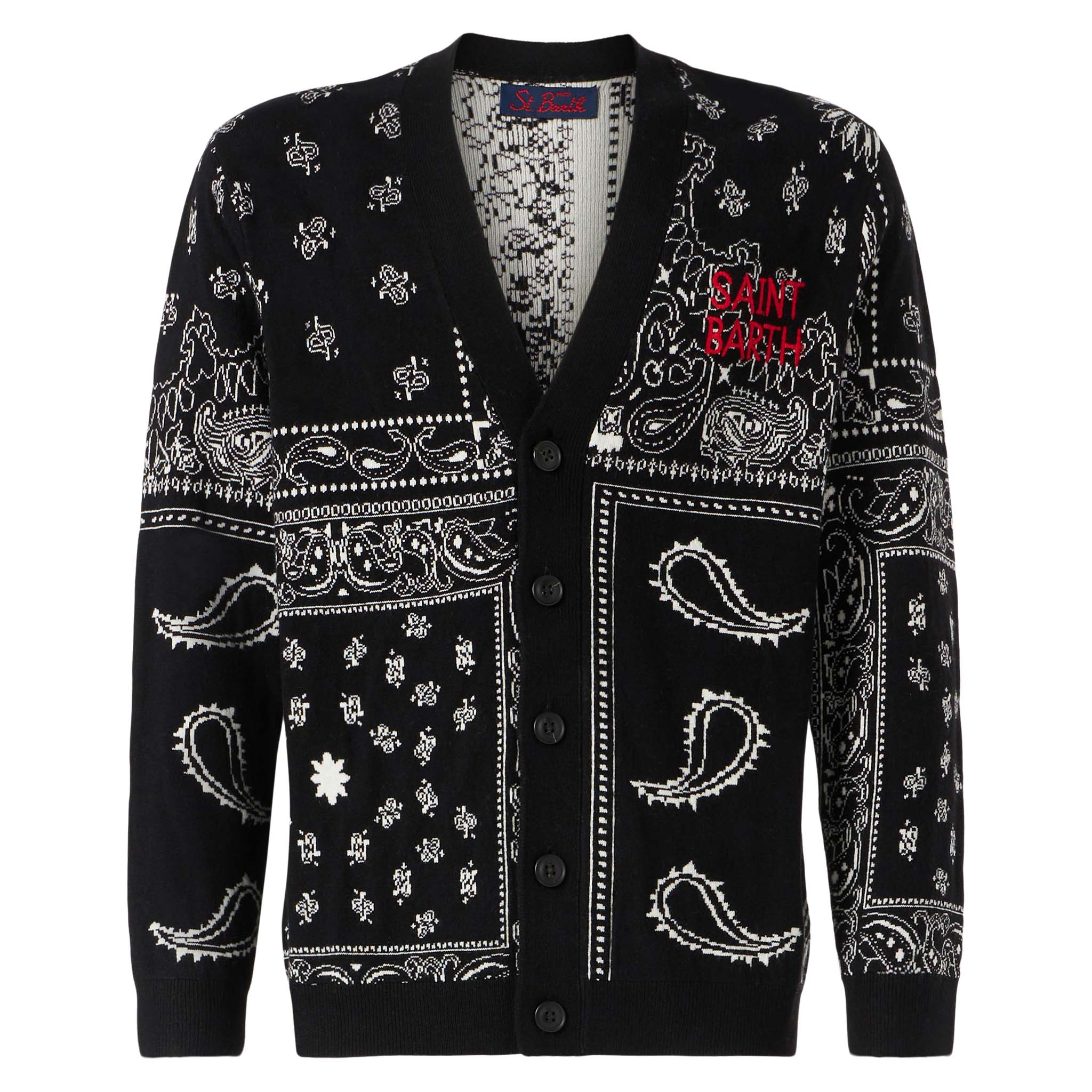 Gebreid vest in bandana-stijl met Saint Barth-borduurwerk.