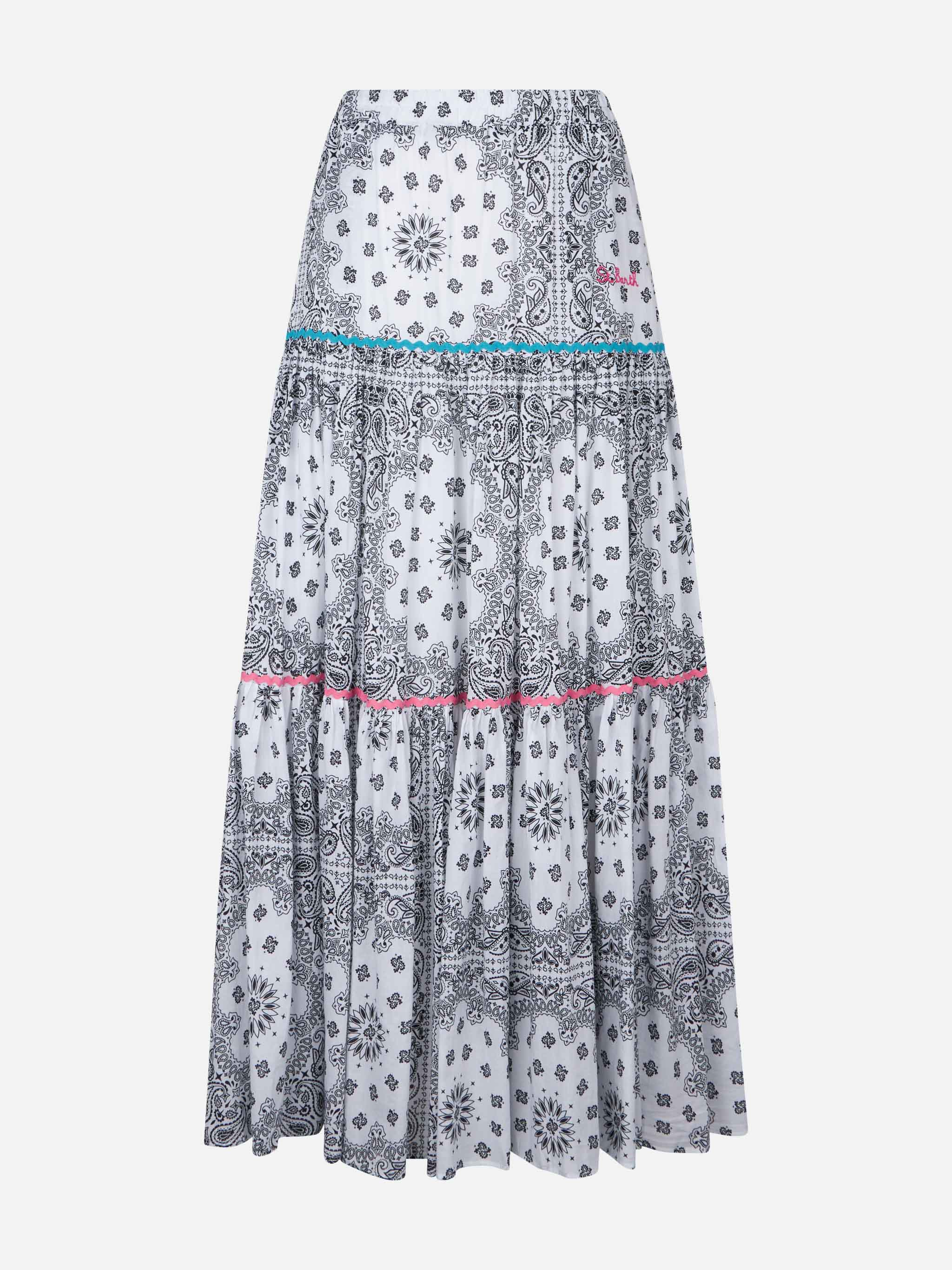 Lange katoenen damesrok met bandana-print