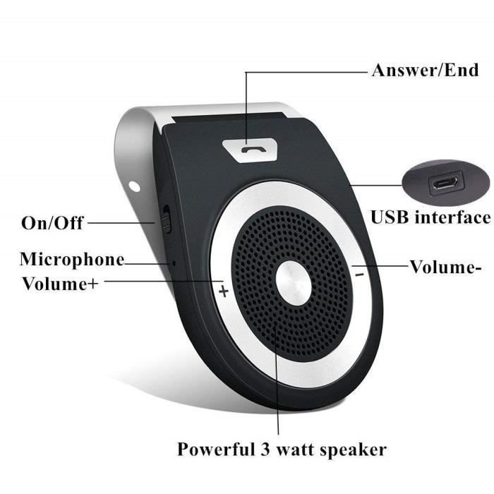 Kit Mains Libres - ZGEER - Bluetooth 4.1 - Allumage Automatique - Double Connectivité - Chargeur USB Inclus