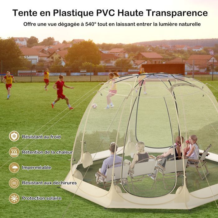 Tienda de campaña plegable de PVC COSTWAY para 5-6 personas con bolsa de transporte y estacas, resistente a la intemperie, 265 x 265 cm