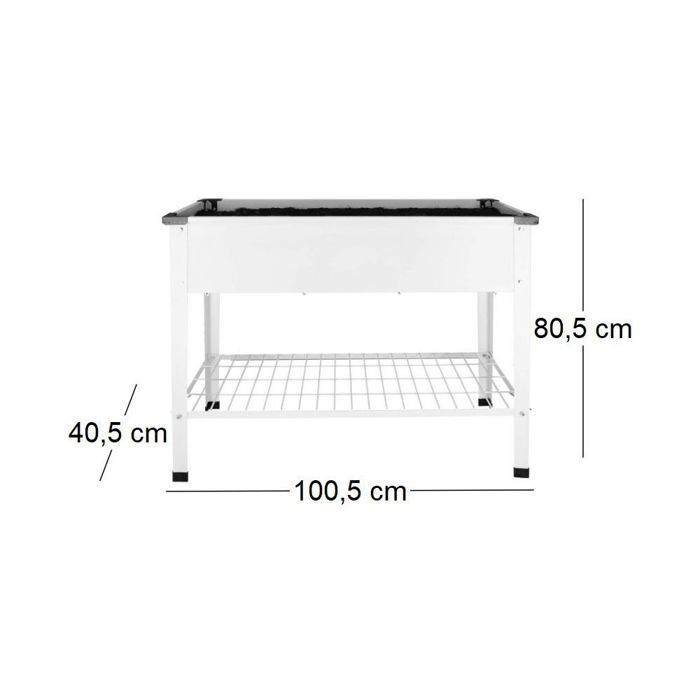 Huerto elevado de metal blanco, 100,5 x 40,5 x 80,5 cm