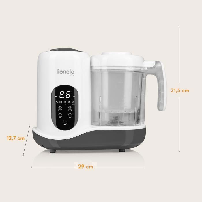 LIONELO Babymenu Robot da cucina 5 in 1 per neonati: frullatore, vaporiera, scaldabiberon, scongelatore e sterilizzatore.
