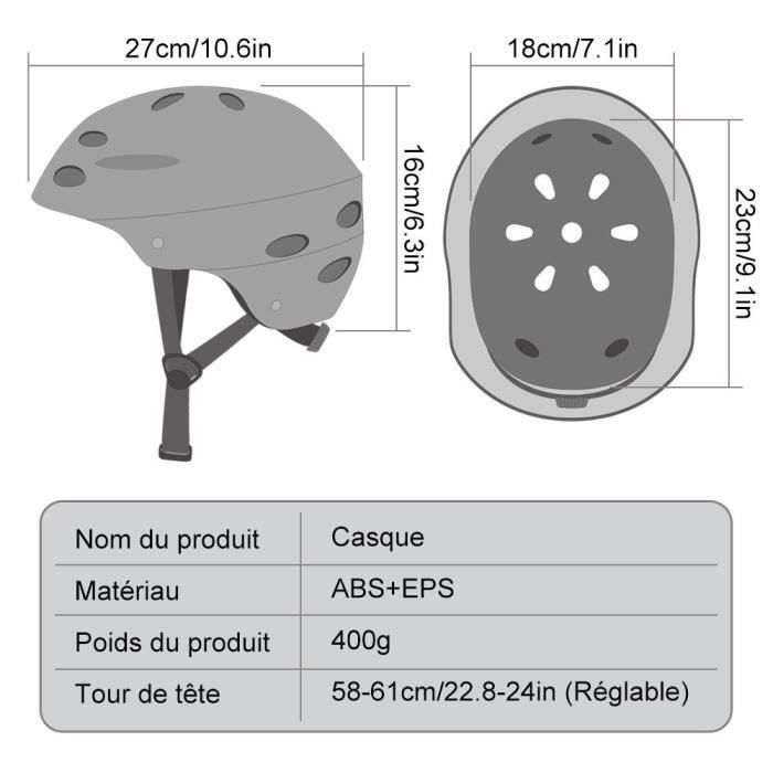 Casque de sport de plein air polyvalent - WOZWE - Noir - Vélo sur route - Adulte - Taille ajustable