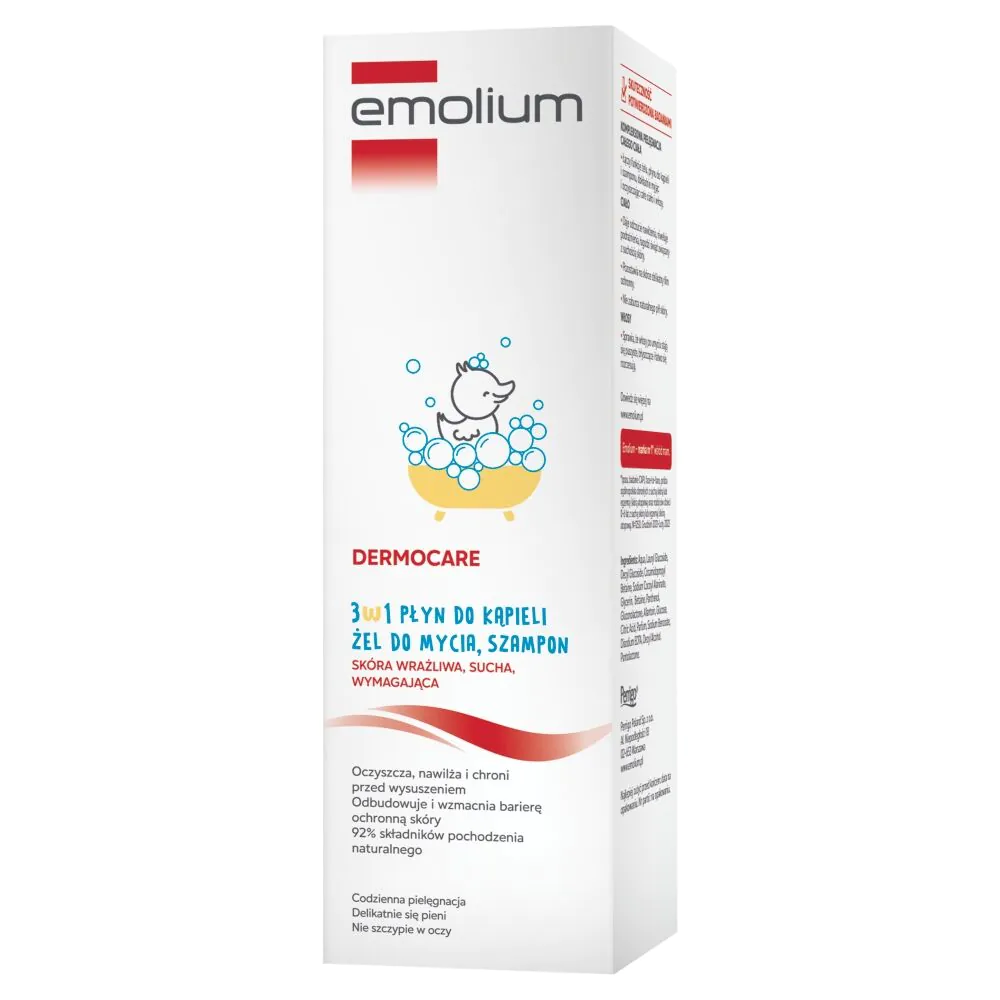 Emolium Dermocare 3w1 płyn do kąpieli, żel do mycia, szampon 400ml