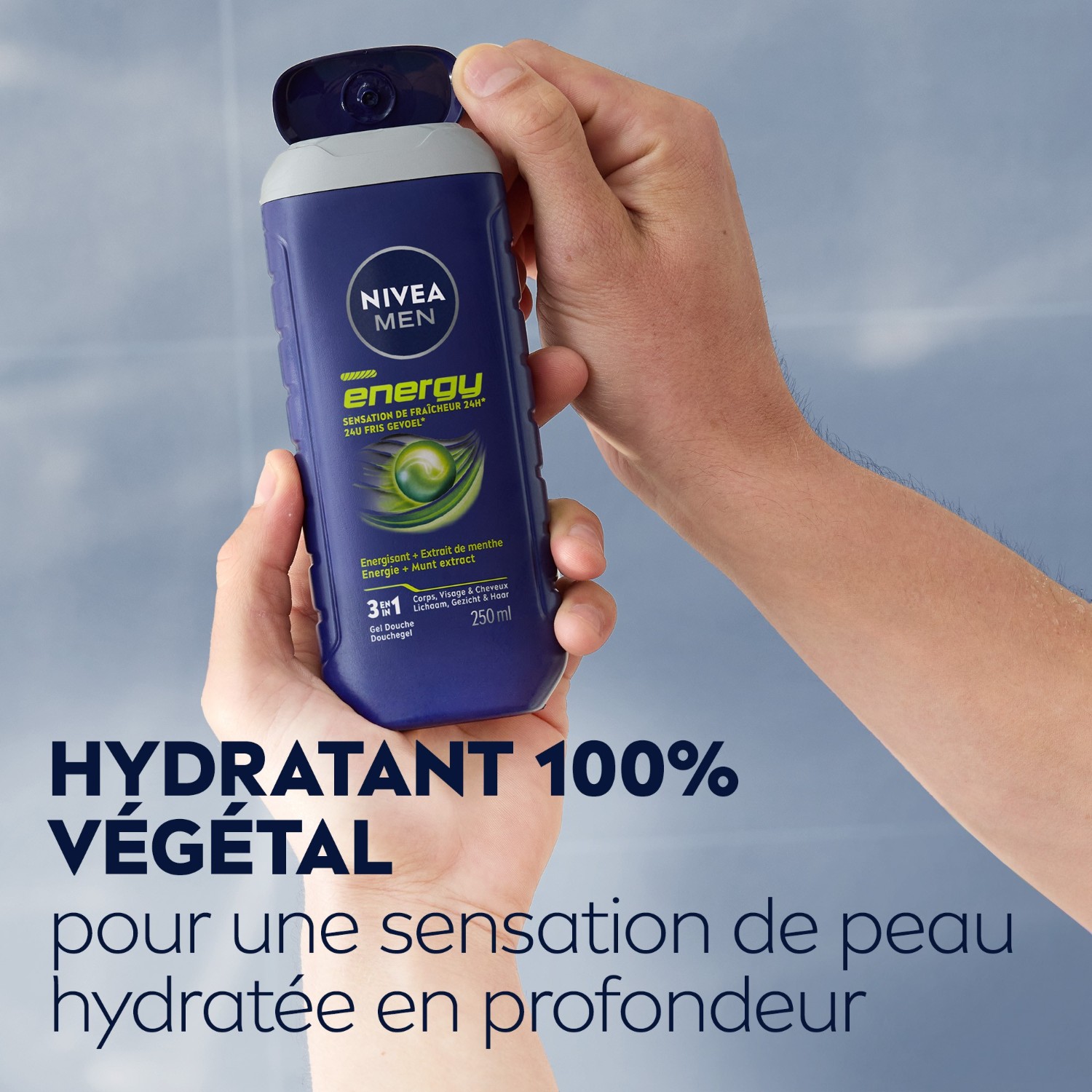 NIVEA Gel douche homme vivifiant visage corps&cheveux Extrait de Menthe