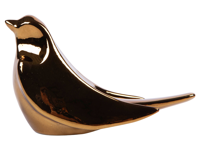 Figurka ceramiczna Ptaszek 7,5 cm miedziana