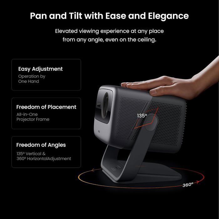 JMGO N1 Ultra Projector 4K, MALCTM Triple LaserAuto Image Correction Gimbal, 3D Video Projector 300 Inch, Dynaudio 2x10W Speakers,