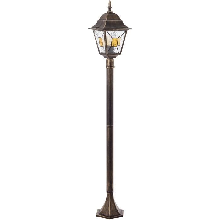 Lámpara de pie de exterior JANEL - BRILLANTE - negro y dorado - metal/cristal - IP44