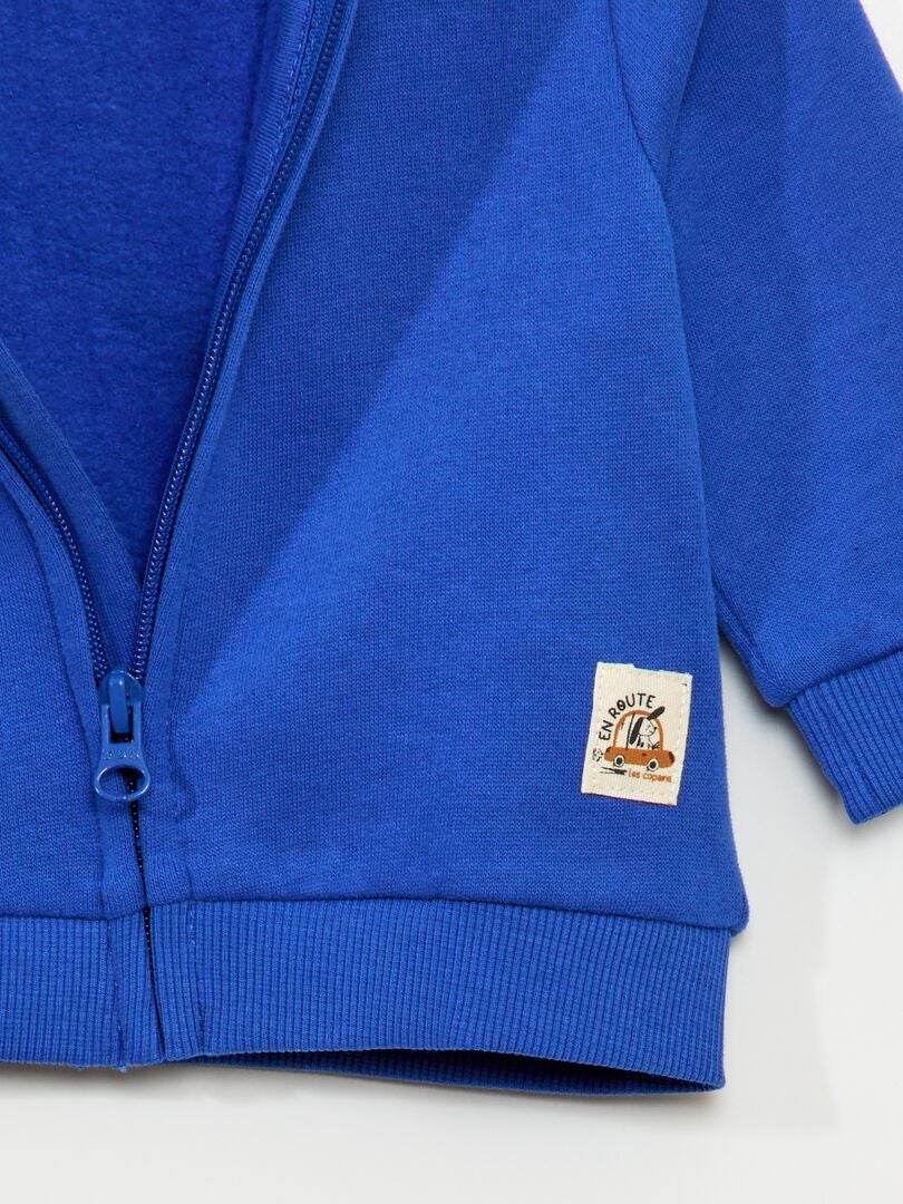 Trui met rits van fleecestof - blauw