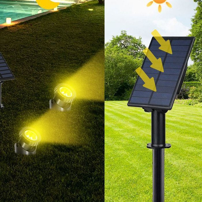 Juego de 3 focos LED solares RGB para exteriores TD® para jardín, terraza y patio - Luz LED solar para exteriores para el hogar - Accesorio