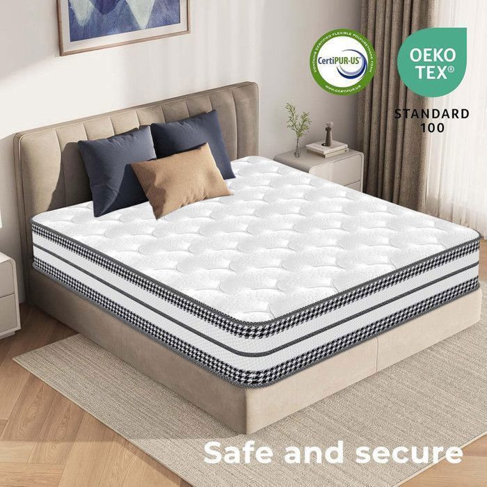 Materasso 90x200, spessore 26 cm, materasso ibrido in memory foam con molle insacchettate, sollievo dai punti di pressione, ergonomico.