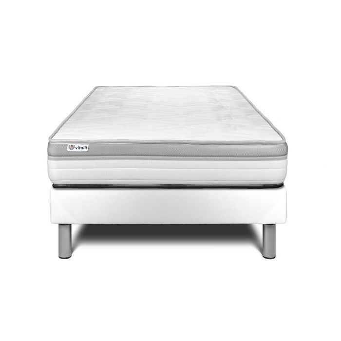 Ensemble Matelas Sommier 90x200 cm - Vital Relax Blanc