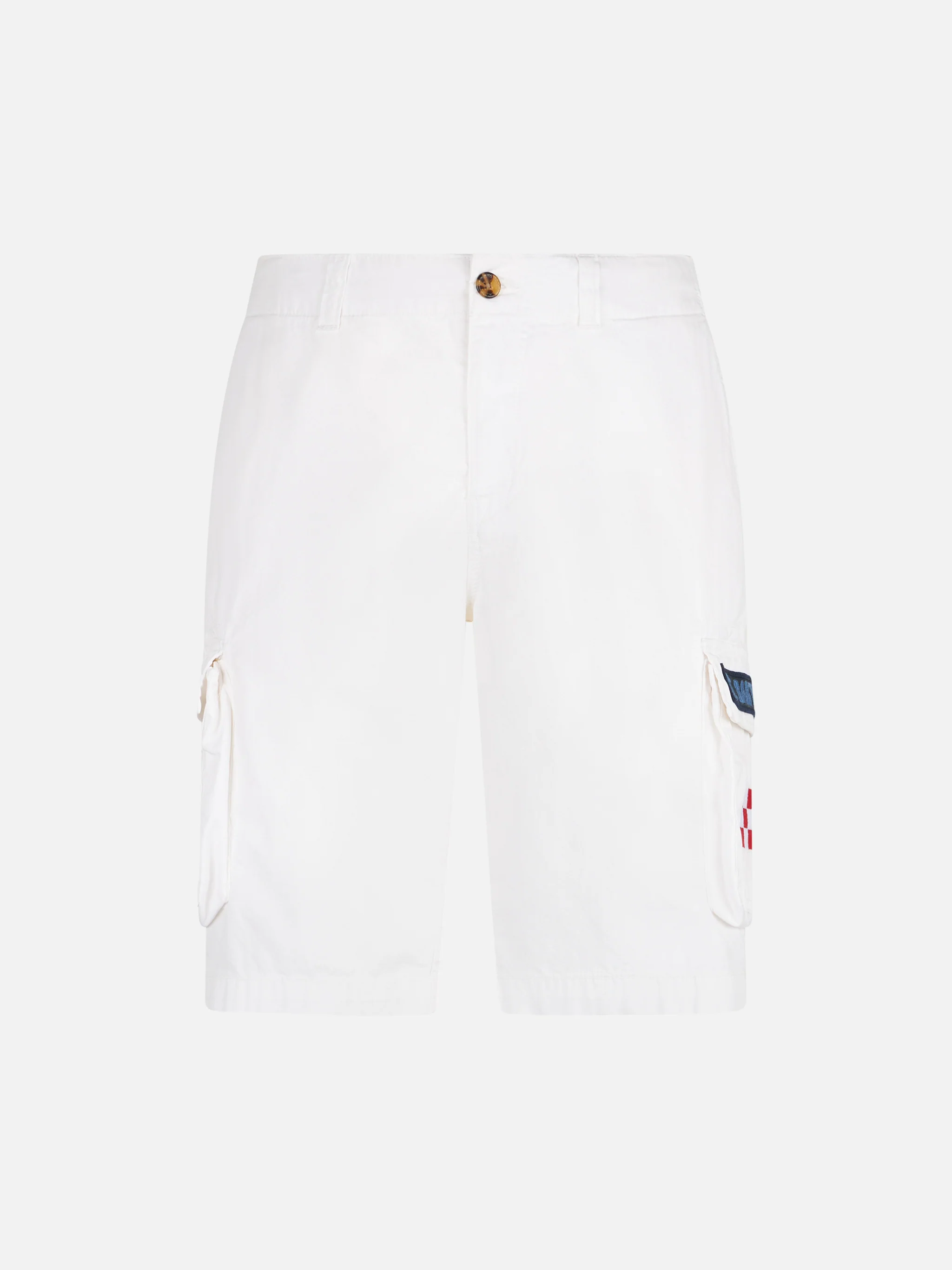 Witte katoenen cargoshorts voor heren