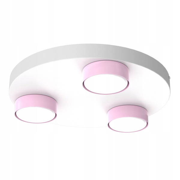 Lampa sufitowa plafon led 3x gx53 dziecięca młodzieżowa biała różowa