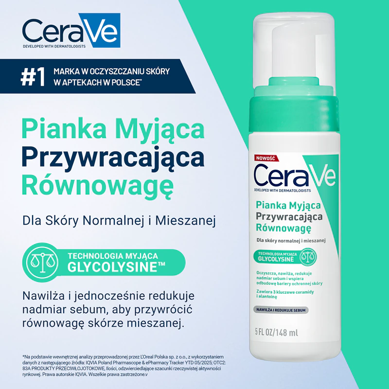 CeraVe Cleansers Balancing Air penový čistiaci prostriedok pre normálnu až zmiešanú pleť