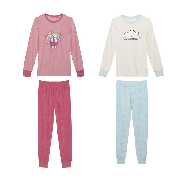 Pijamale din pânză eșarfată, roz/alb, mărimea 110/116, set de 2