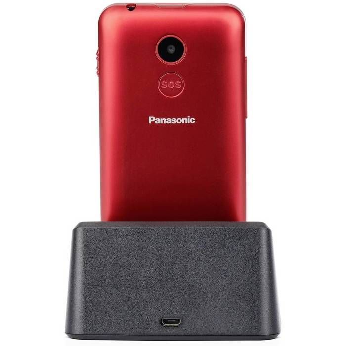 Teléfono móvil Panasonic KX-TU155 para personas mayores, rojo.
