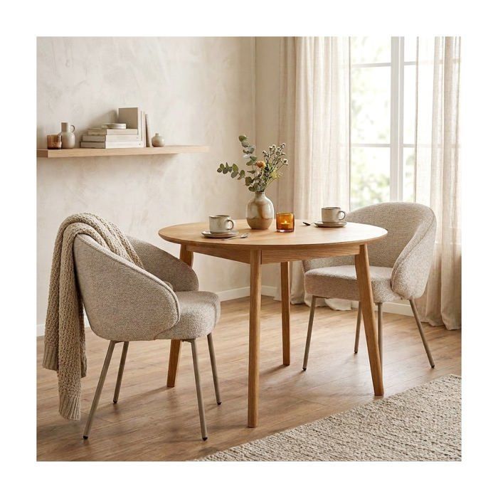 CALICOSY - Set of 2 Chairs in fabric with beige metal legs, H81 cm - PIA - Beige