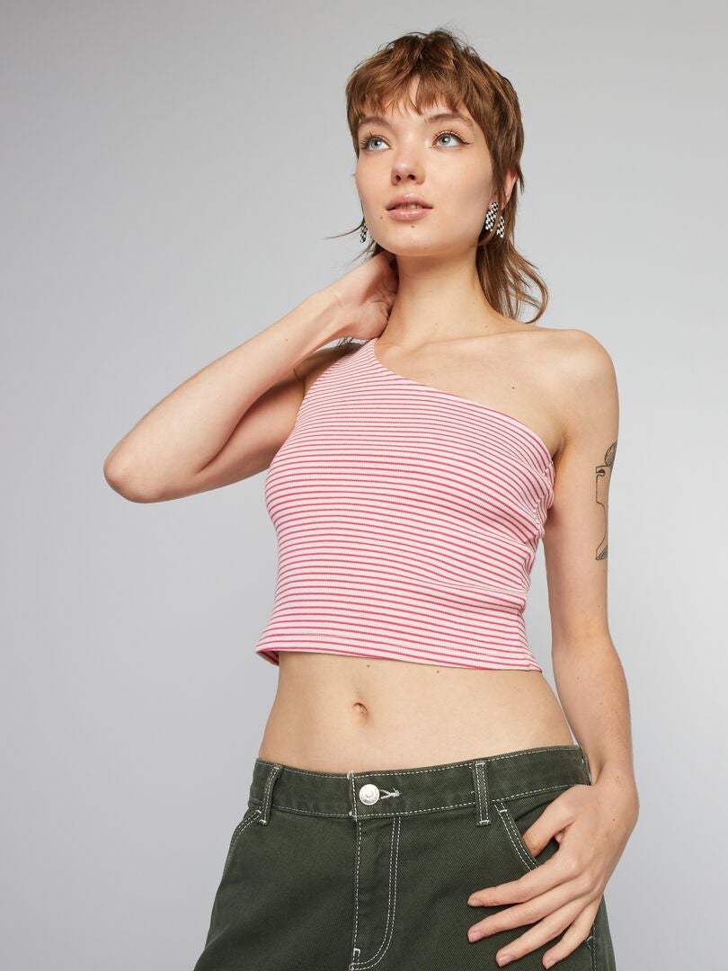 Top cropped de um ombro só - PINK