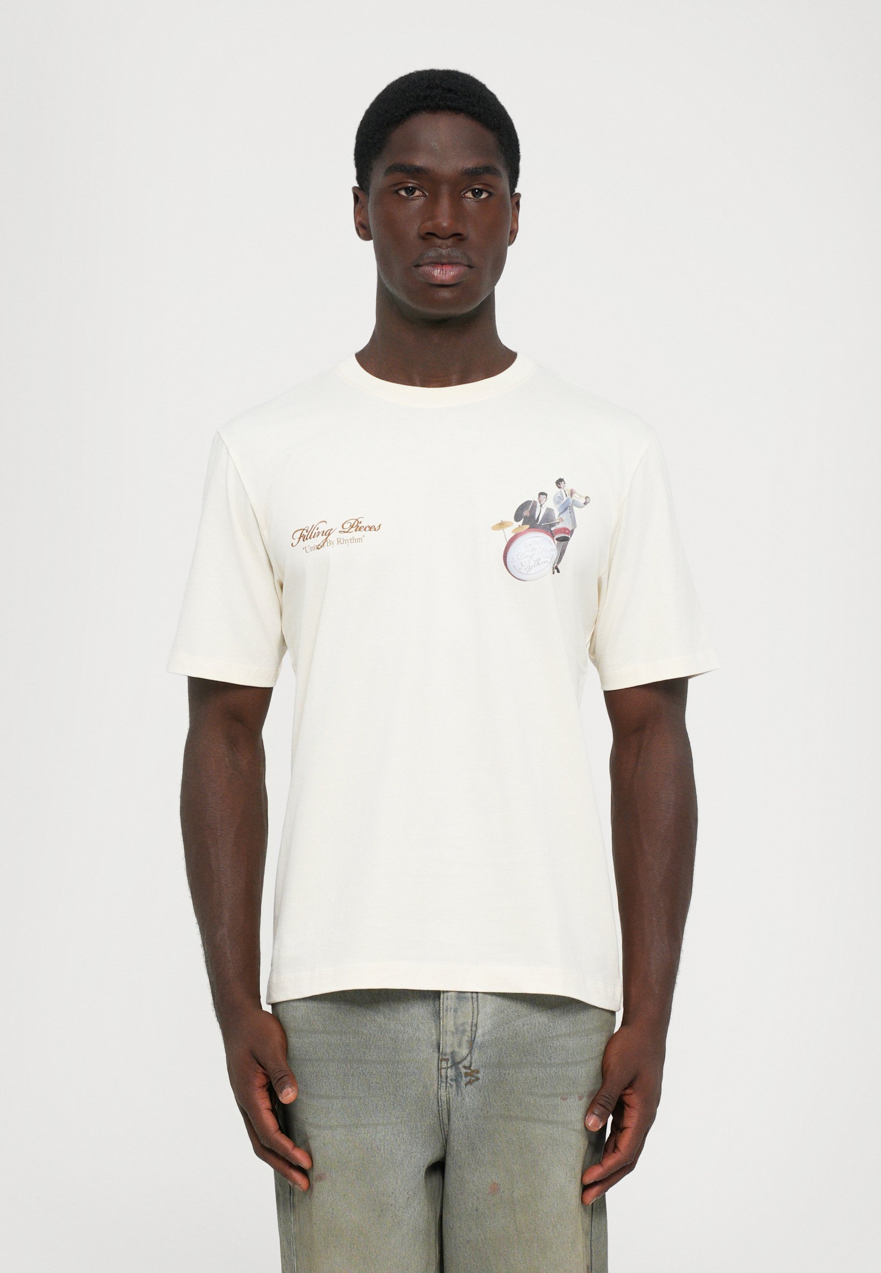Filling Pieces BAND - Bedrucktes T-Shirt - Antikweiß