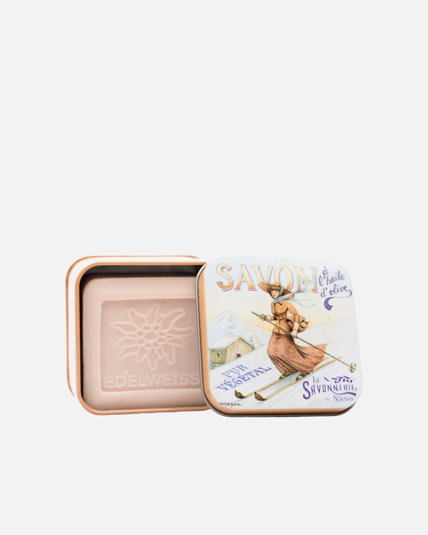 La Savonnerie de Nyons Savon 100g Eldeweiss et Boîte Métal Ski