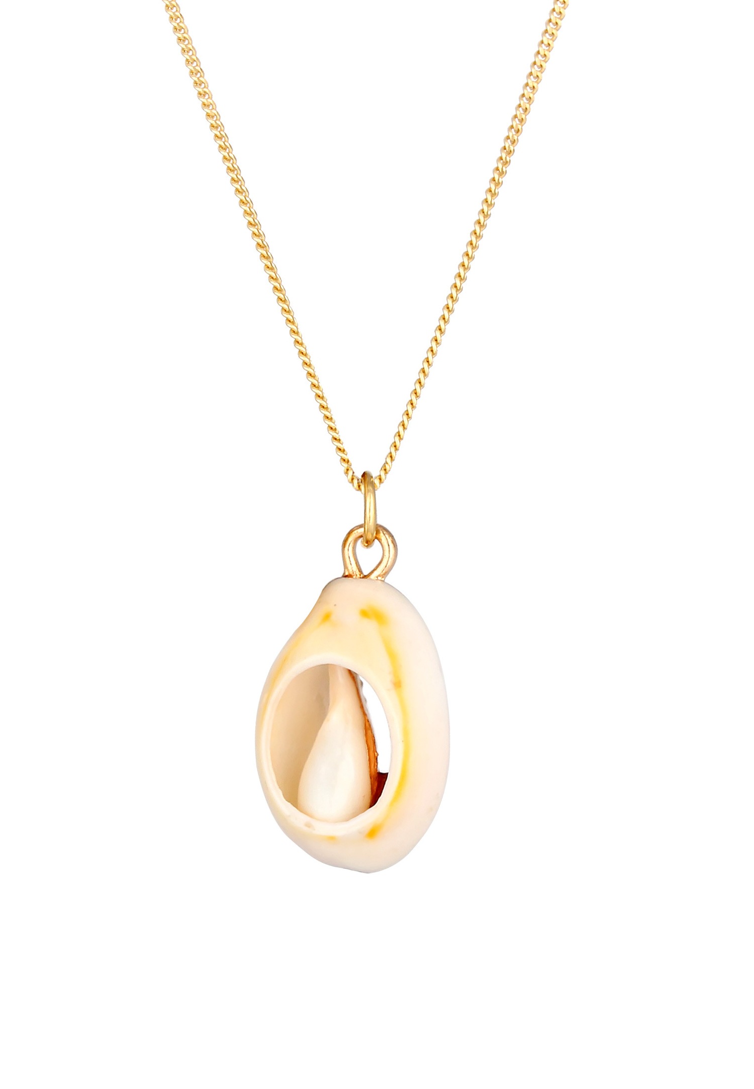 Elli Femmes Pendentif Coquillage Plage Tendance Blogue avec Coquillage Cauri en Argent Sterling 925 Plaqué Or
