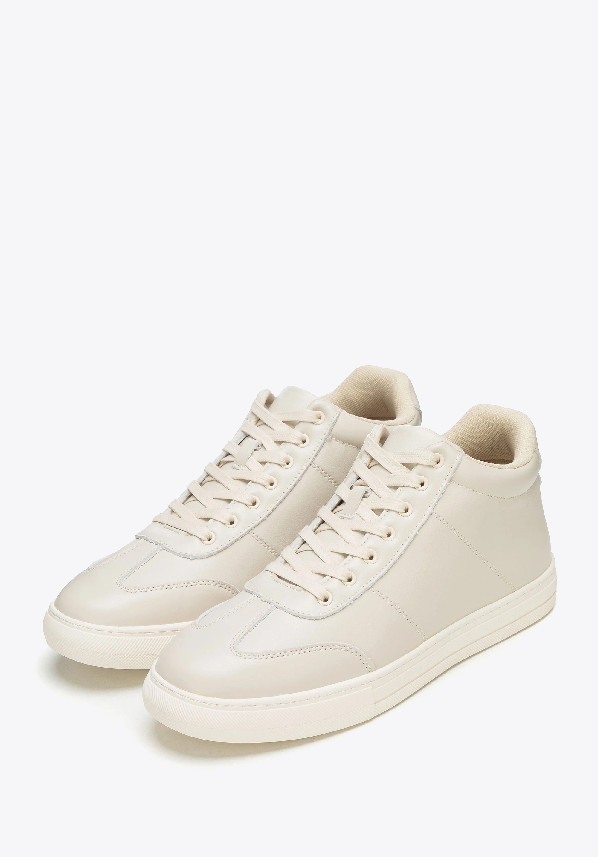 Męskie sneakersy z naturalnej skóry licowej jasny beż
