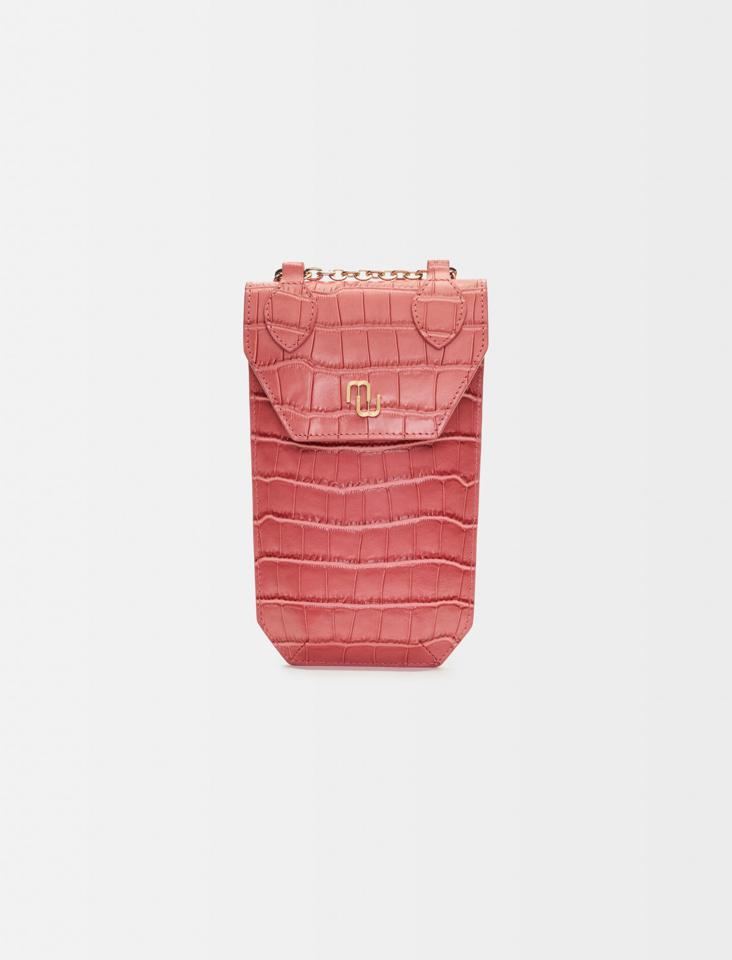 Telefoonhoesje van leer met krokodillenprint - Bois de Rose