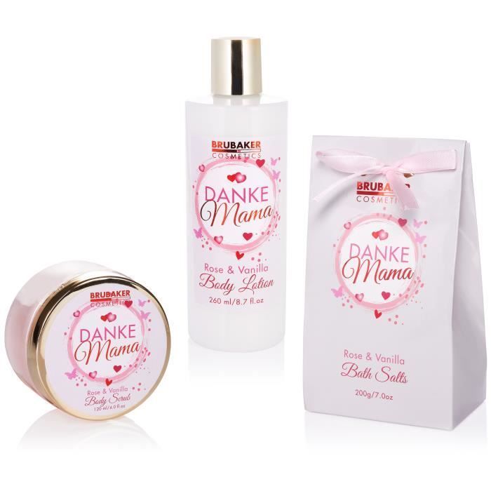 BRUBAKER Cosmetica - Bad- en doucheset - Bedankt mama - Vanille rozen - 13-delig - Decoratiemand