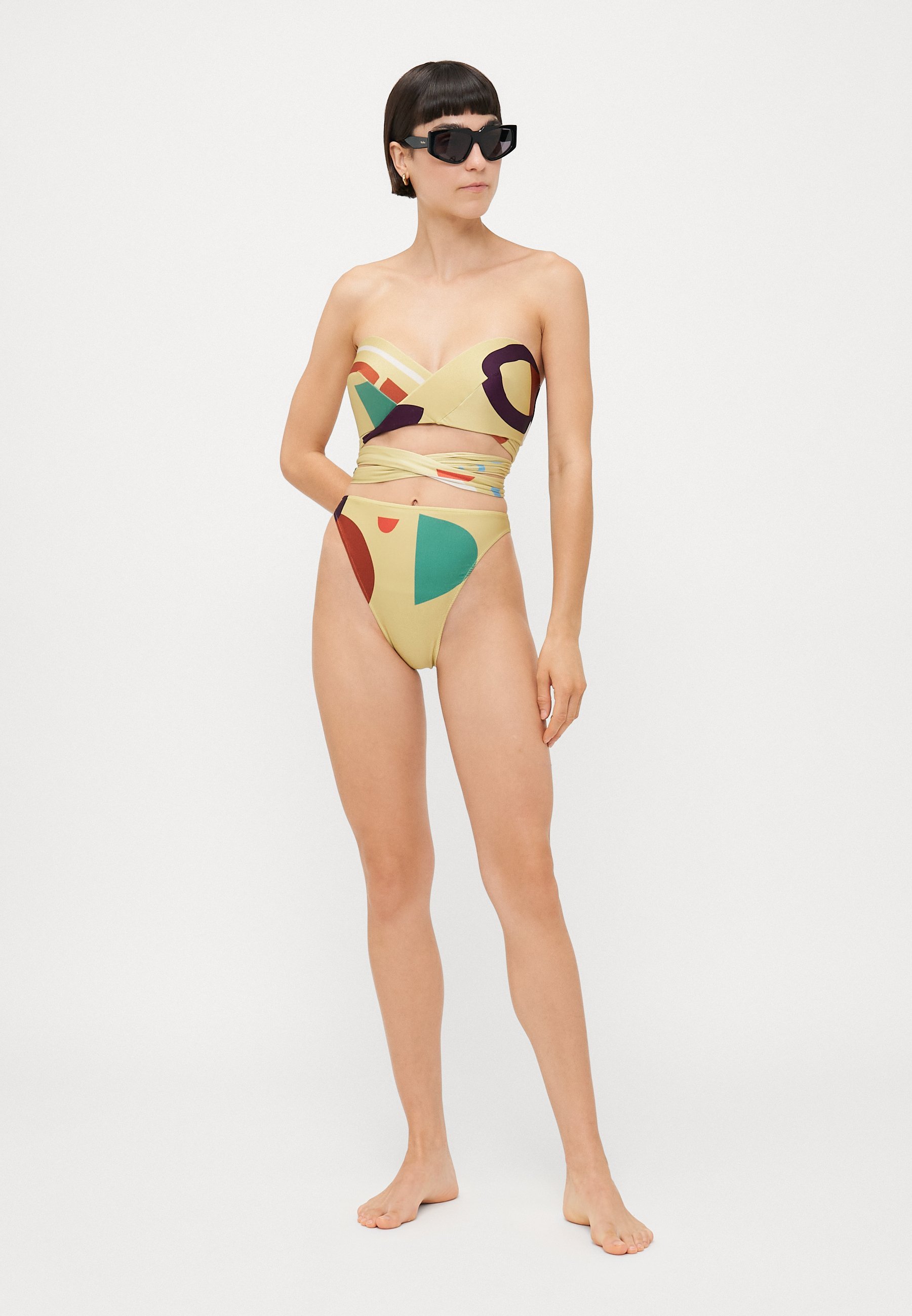 Bikini ADRIANA DEGREAS MODERNISM WRAP-ROUND HIGH LEG - color agrumi