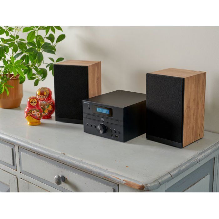 Micro Chaîne - THOMSON - Bluetooth - Radio - CD - MP3 - USB - DAB - Bois et noir