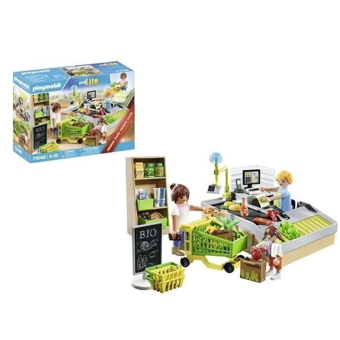 PLAYMOBIL 71648 Cassa del supermercato, My Life Shopping, Confezione promozionale, 65 pezzi, Età 4+