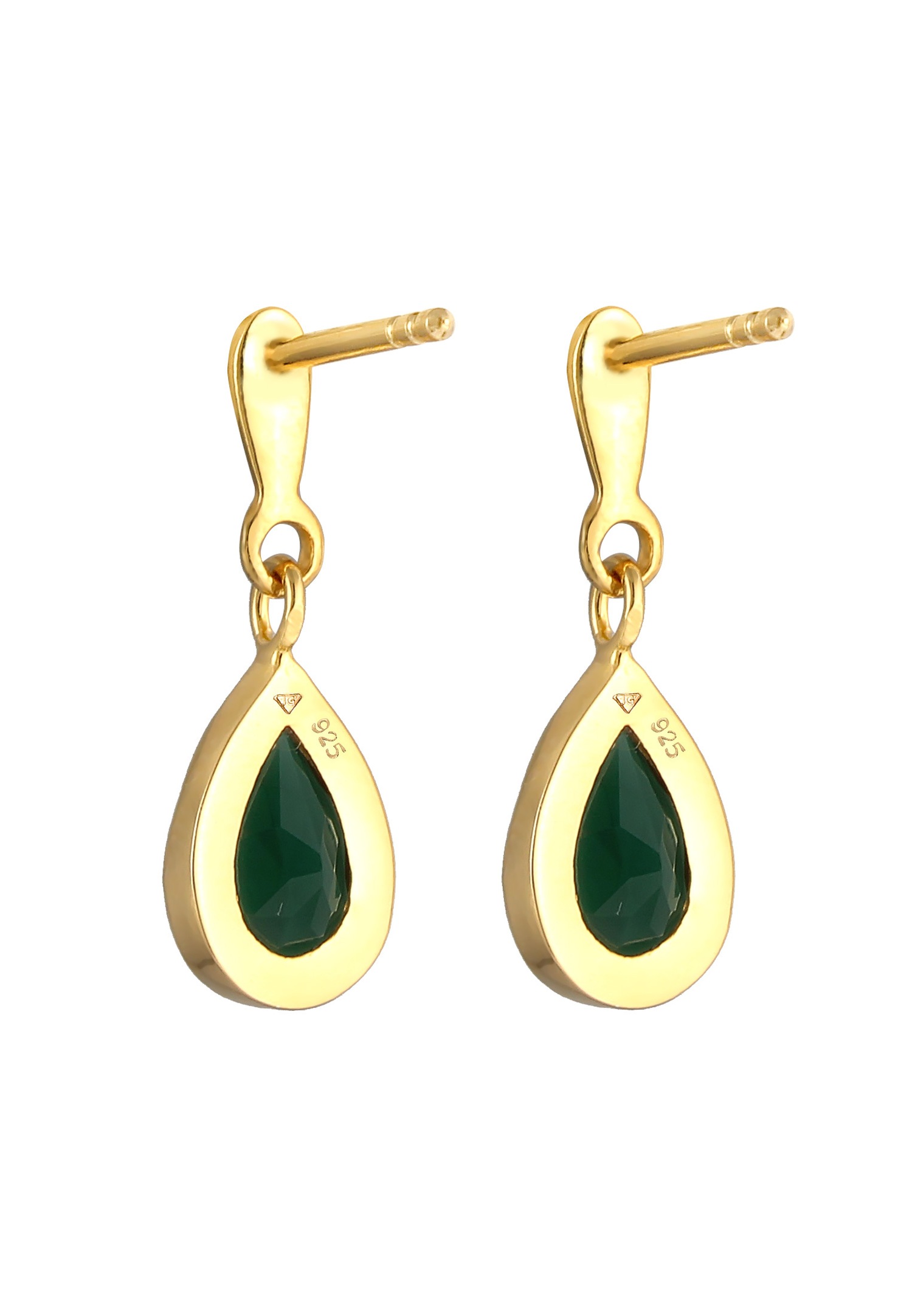 Elli PREMIUM Elli PREMIUM Boucles d'oreilles Femmes pendentif d'oreilles goutte de quartz vert en argent sterling 925 plaqué or