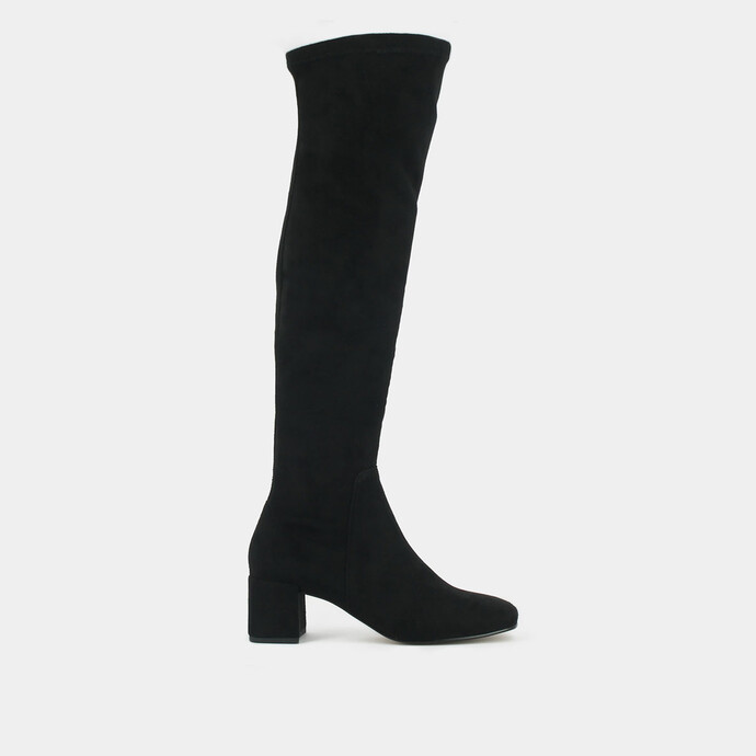 Cuissardes à talons  en velours stretch noir