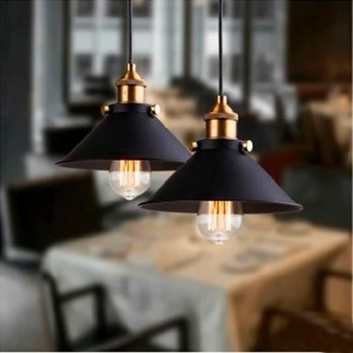 UNI LUSTRE - Hanglamp met metalen lampenkap E27 22 cm zwart