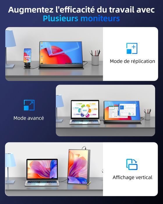 Monitor portatile UPERFECT da 16 pollici, 2560*1600 2K, rapporto di contrasto 1500:1 | luminosità 400 cd/m² | compatibile al 100% con VESA sRGB