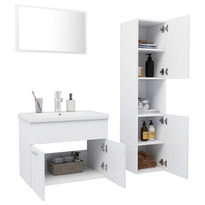 vidaXL Witte Badkamermeubelset van Gefabriceerd Hout 3070955