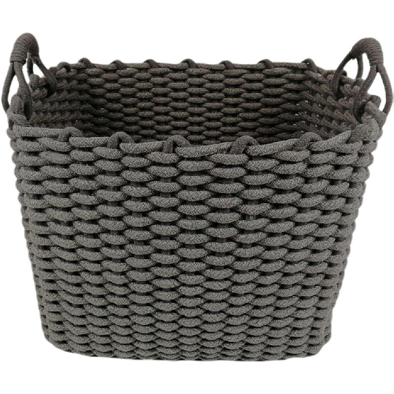 Cesta Vie Home de 30x40x34 cm, de cuerda tejida gris.