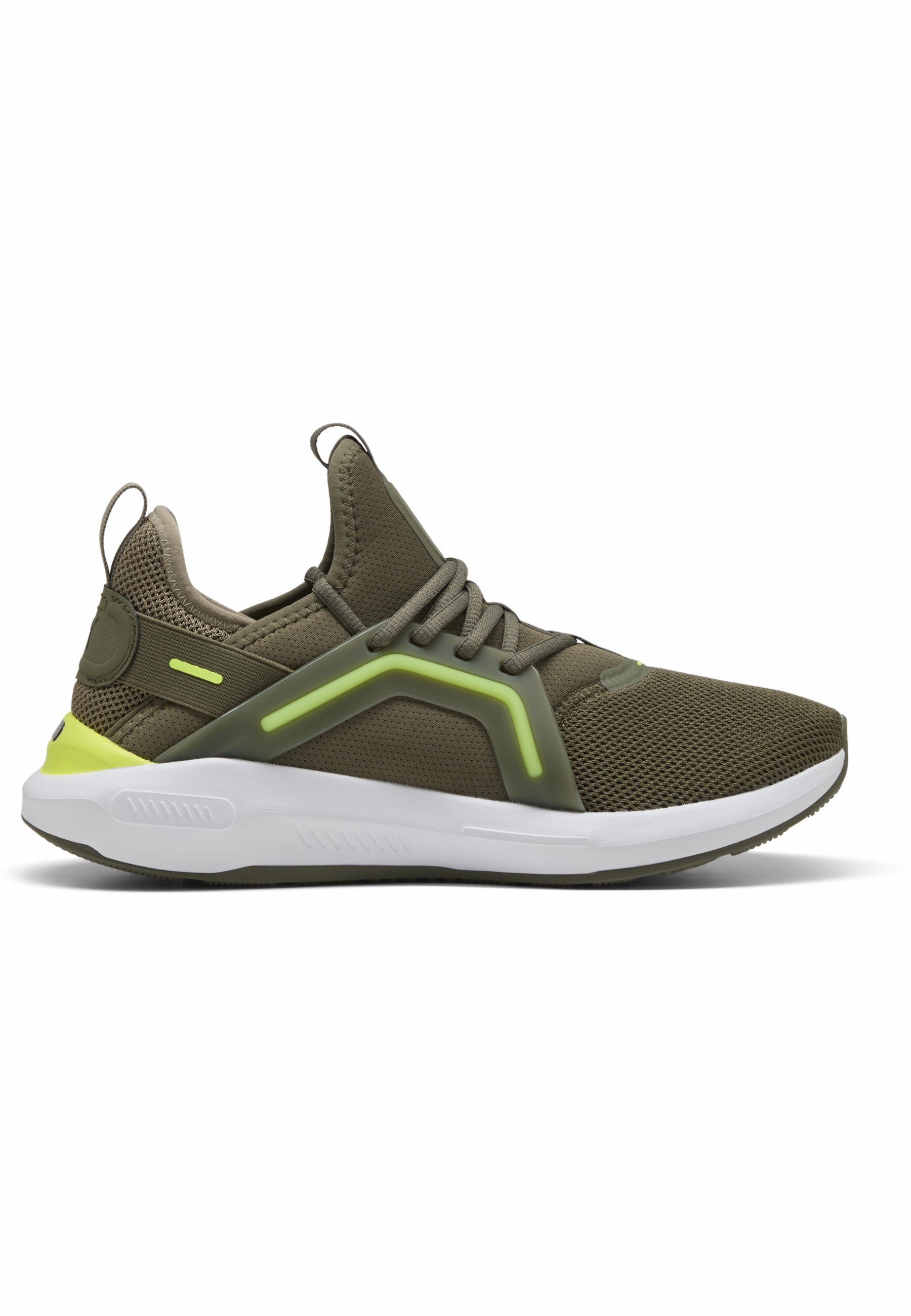 Puma SOFTRIDE ENZO - Scarpe da allenamento - verde loden giallo allerta