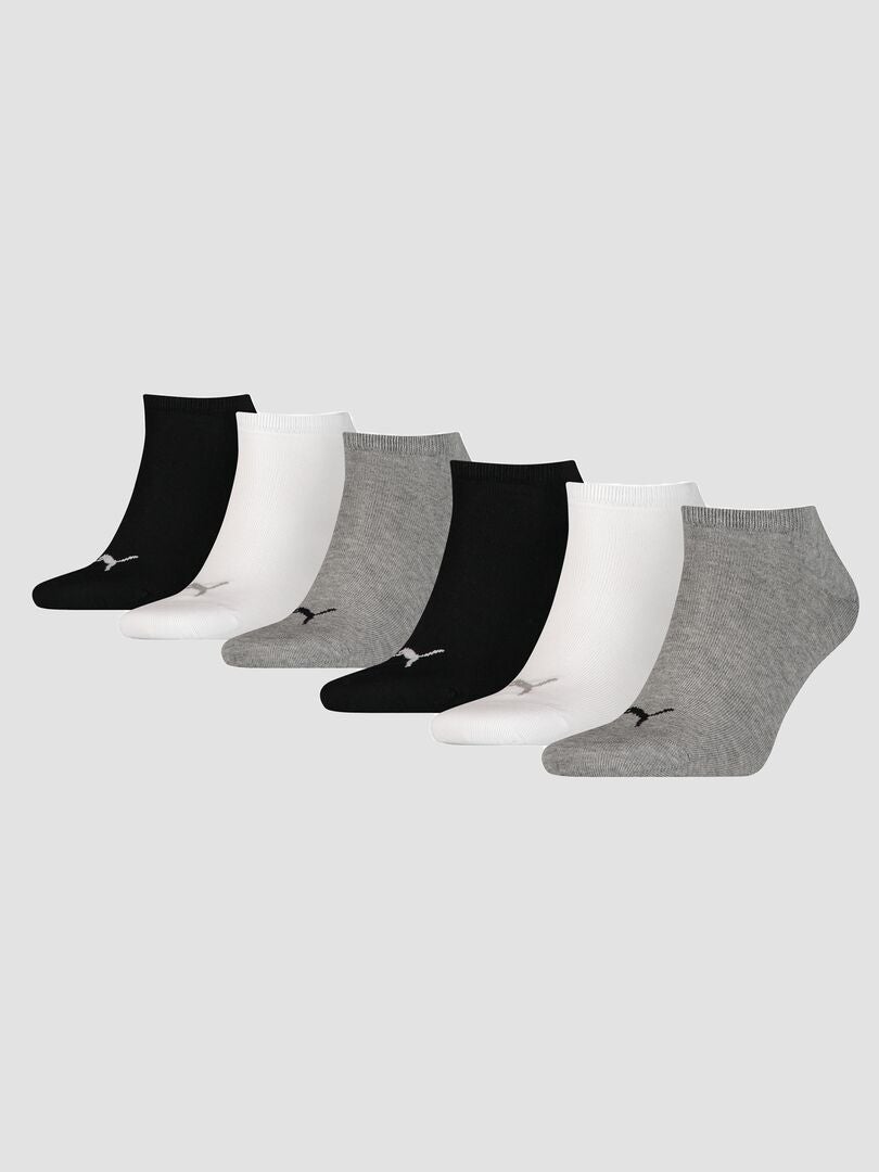 Een set van 6 paar unisex 'Puma' sokken - ZWART