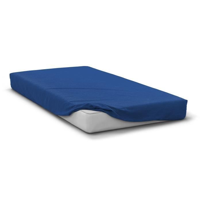 Sábana bajera ajustable - HOME LINGE PASSION - HP71771 - 160 x 200 cm + bolsillo profundo de 30 cm - Microfibra - 82 g - Azul