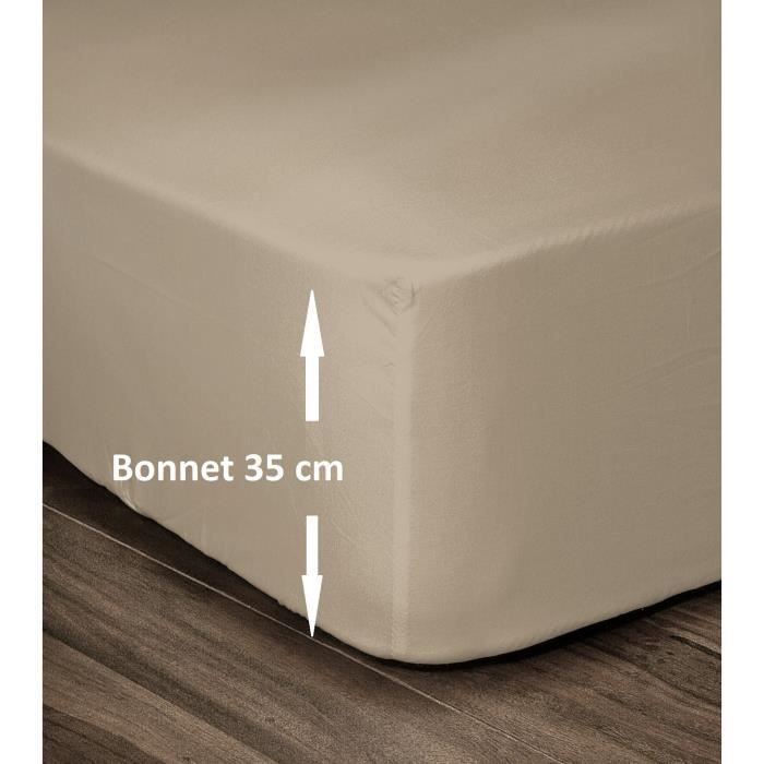 LOVELY HOME Lenzuolo con angoli elasticizzati 100% cotone 140x190 cm - Tasca da 35 cm - Beige