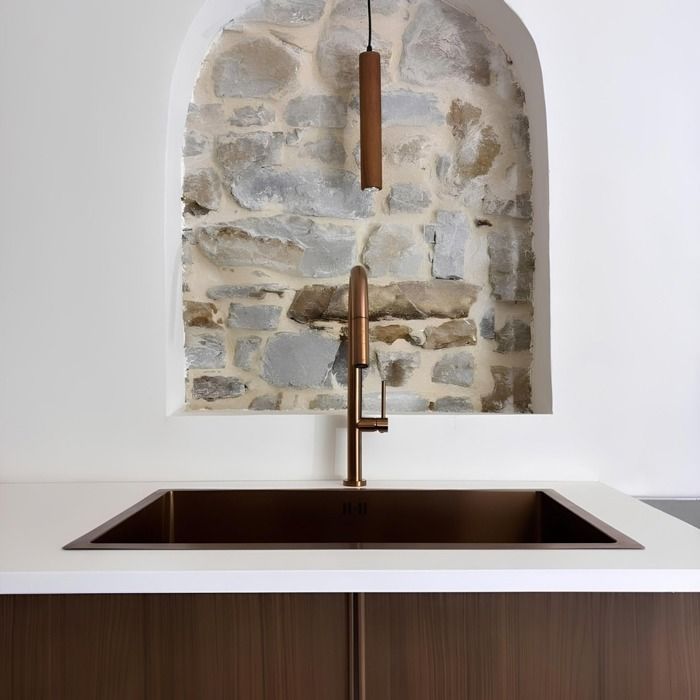 Lavello singolo Luisa in acciaio inox - 76x45 - Rame spazzolato - Essebagno