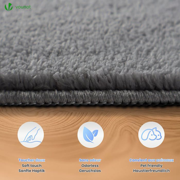 Alfombra VOUNOT® suave, de pelo corto y antideslizante para salón, 160x230 cm, color antracita liso.