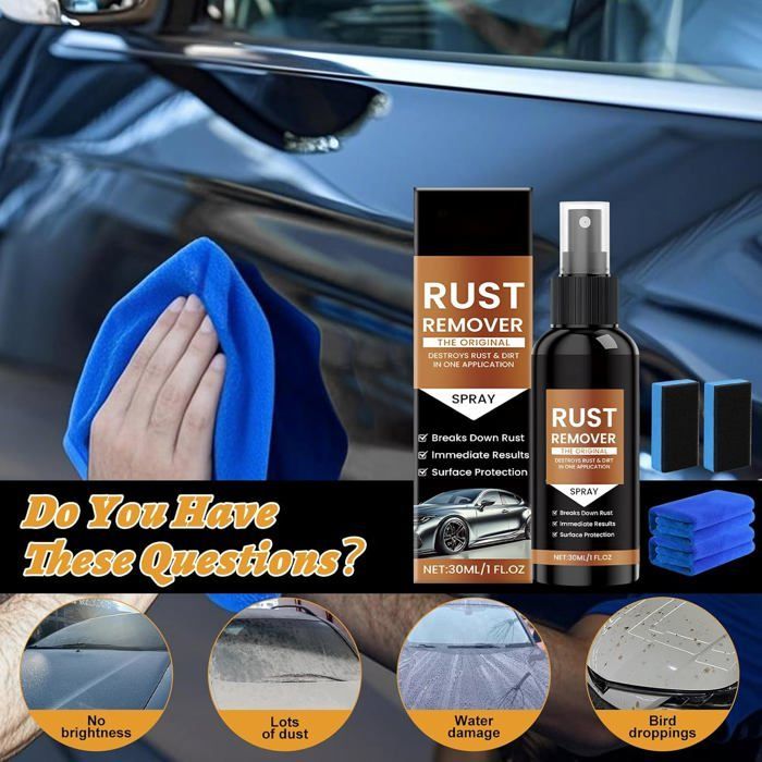 2-Piece Rust Converter, Anti-Rust Metal Spray, Rust Remover Spray, Car Rust Remover Spray, for Metal, Car