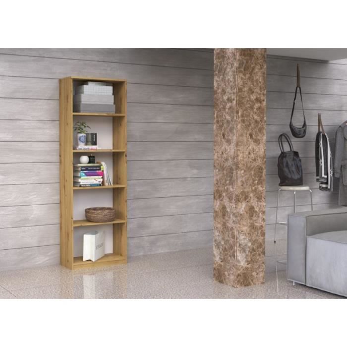 FLORENCE - Librería contemporánea de 5 baldas para salón/oficina/dormitorio 182x40x30 cm - Mueble decorativo para guardar libros