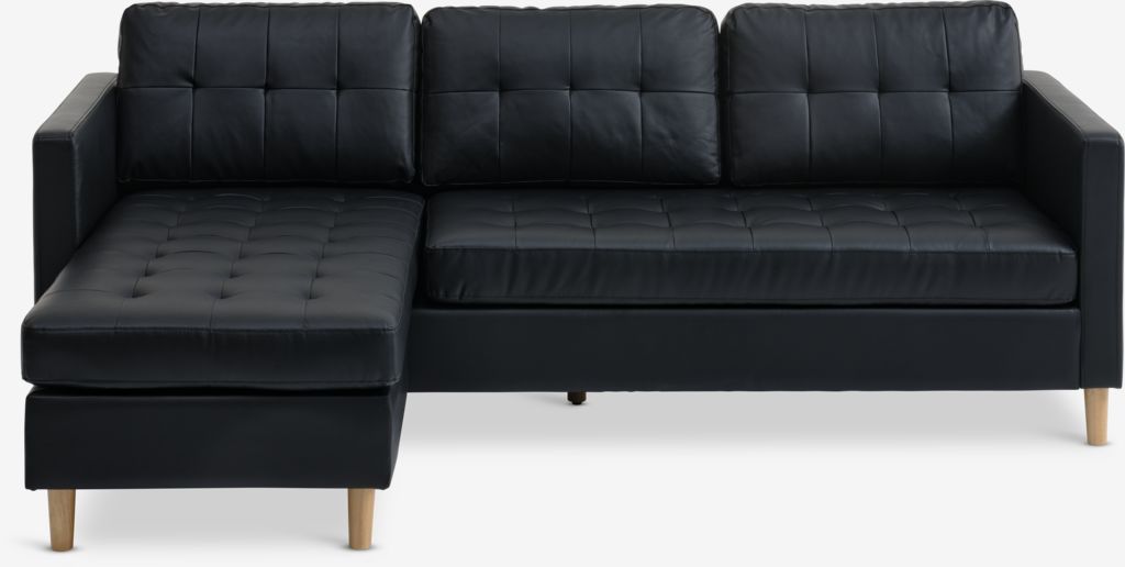 FALSLEV Sofa su šezlongu FALSLEV juoda dirbtinė oda