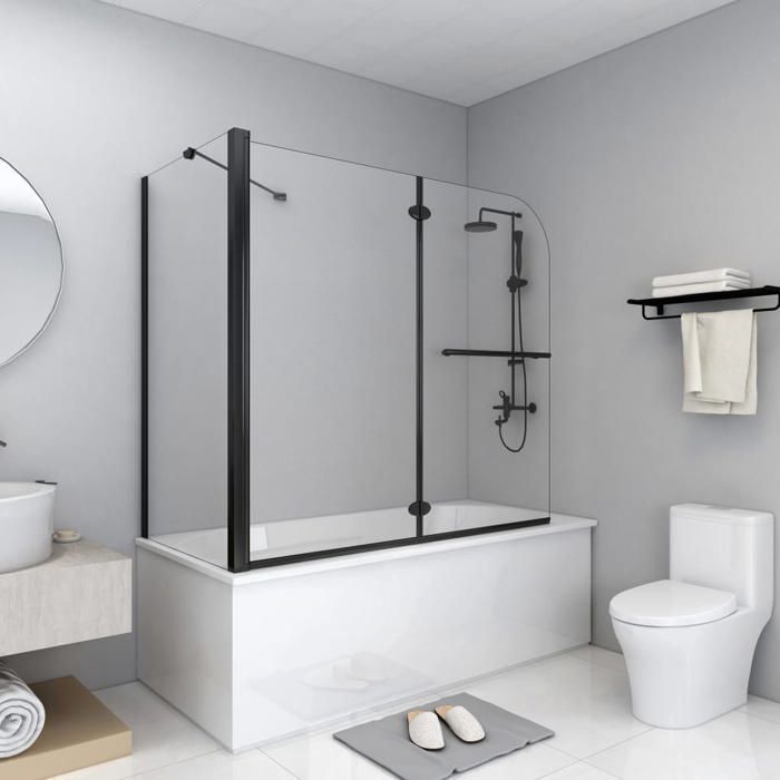 Removable shower enclosure - Black - 120 x 68 x 130 cm