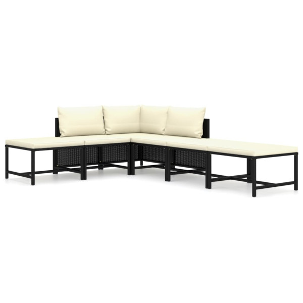 Zestaw wypoczynkowy do ogrodu Czarny Technorattan Sofa narożna   2x